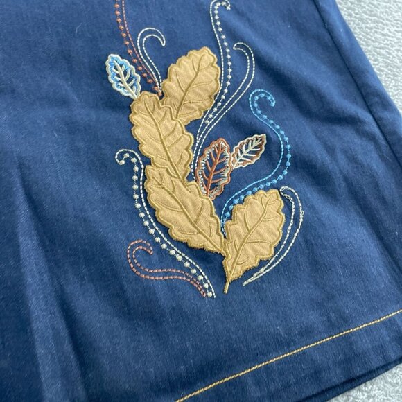 Vintage E.L.C.C. Denim Skirt With Leaf Motif Elastic Womens Size 2X 2051 - Picture 3 of 8